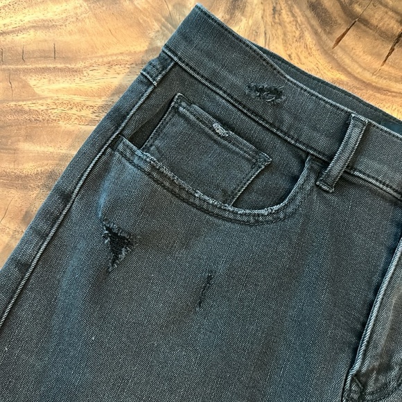 Express Straight Mini mid rise jean skirt with fringe - Picture 2 of 15